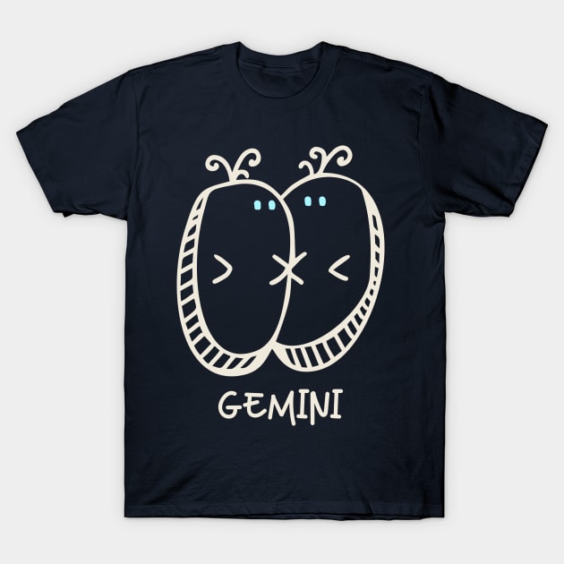 Gemini Zodiac Doodle T-Shirt by Whimsical Frank